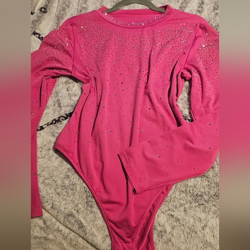 Pink sequin/rhinestone bodysuit Size XL